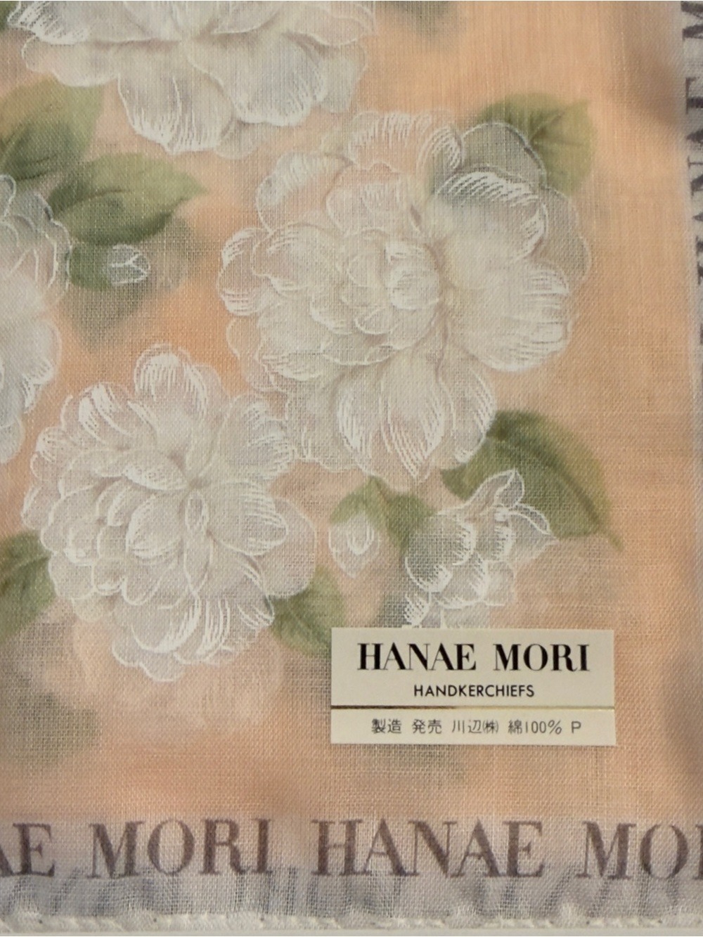 Hanae Mori 2pcs set Floral Handkerchief - Blue & Peach - Picture 3 of 6